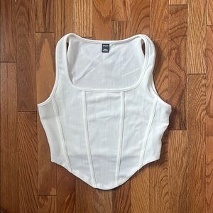 White Ribbed Women's Top
